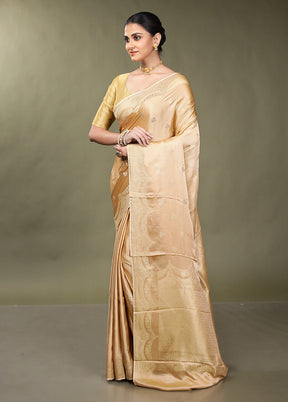 Cream Dupion Silk Saree With Blouse Piece