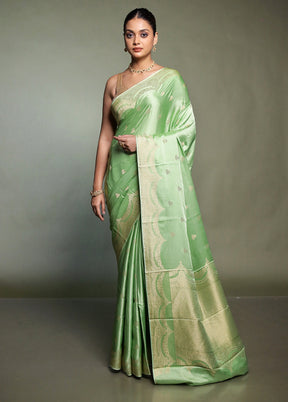 Green Dupion Silk Saree With Blouse Piece
