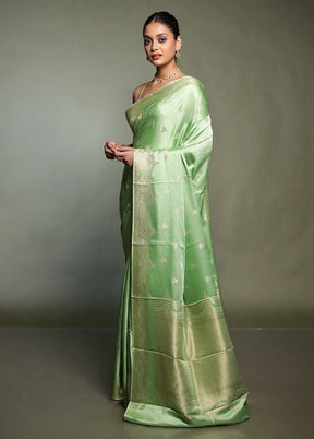 Green Dupion Silk Saree With Blouse Piece