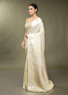 Cream Dupion Silk Saree With Blouse Piece