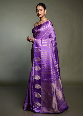 Purple Dupion Silk Saree With Blouse Piece