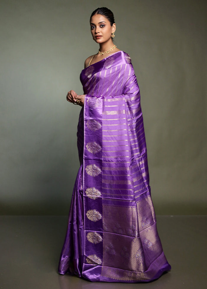 Purple Dupion Silk Saree With Blouse Piece