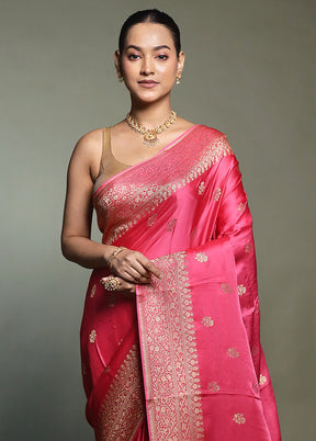 Pink Dupion Silk Saree With Blouse Piece