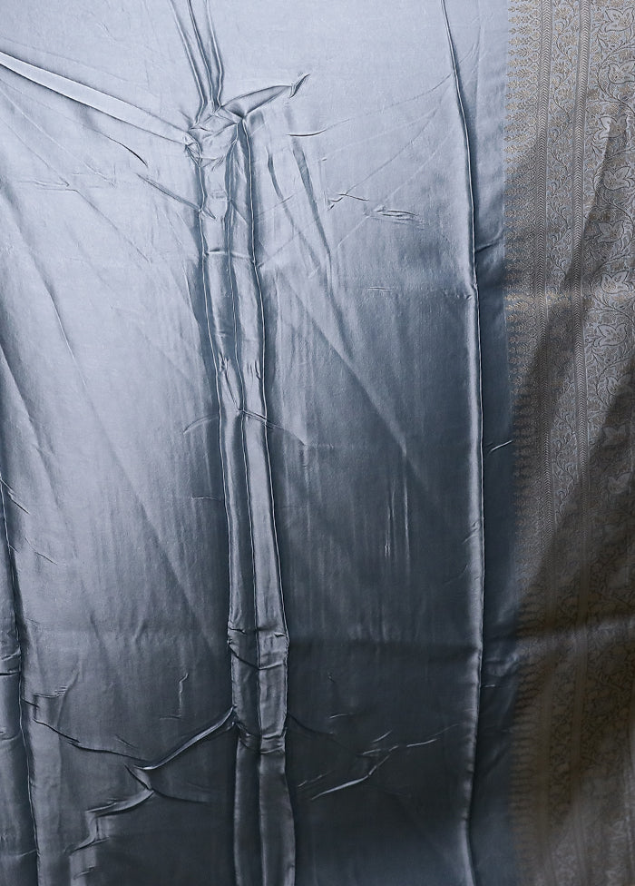 Blue Dupion Silk Saree With Blouse Piece
