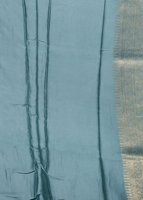 Blue Dupion Silk Saree With Blouse Piece