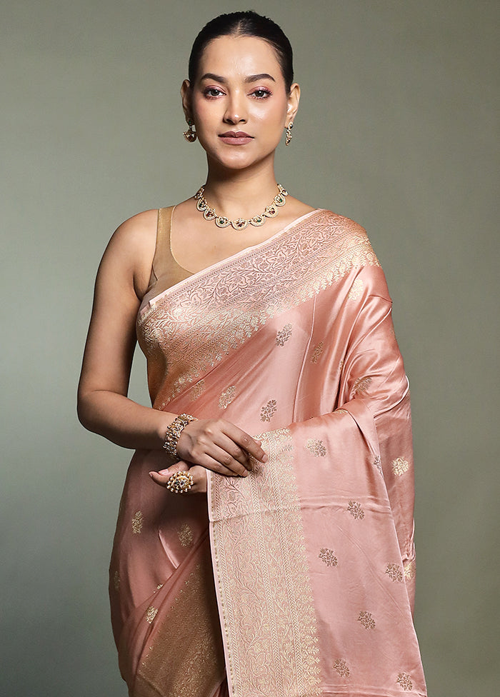 Pink Dupion Silk Saree With Blouse Piece