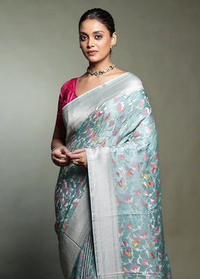 Green Handloom Uppada Pure Silk Saree With Blouse Piece