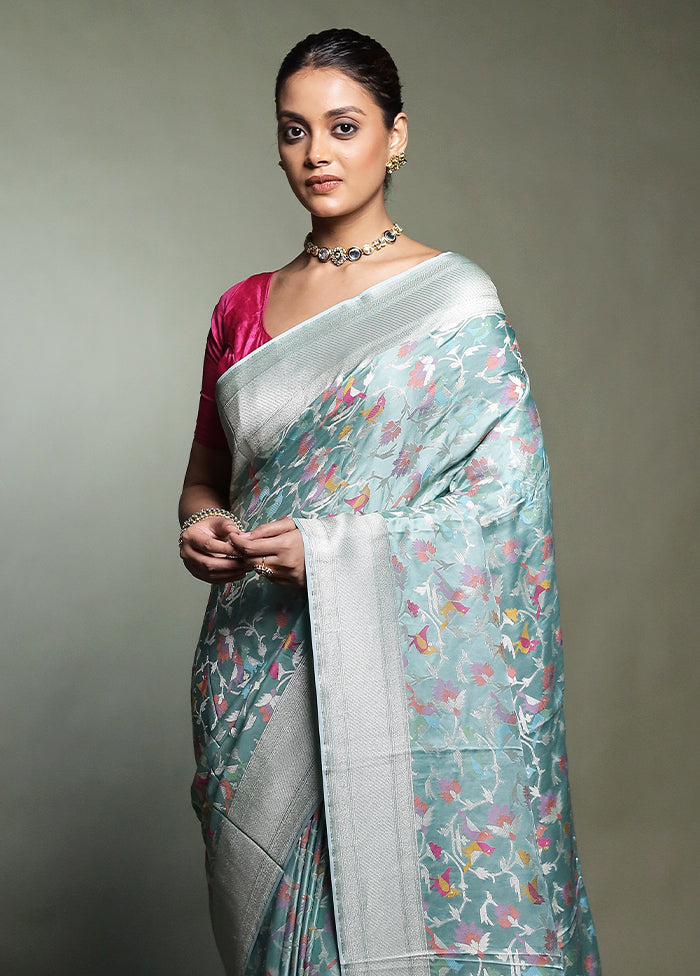 Green Handloom Uppada Pure Silk Saree With Blouse Piece