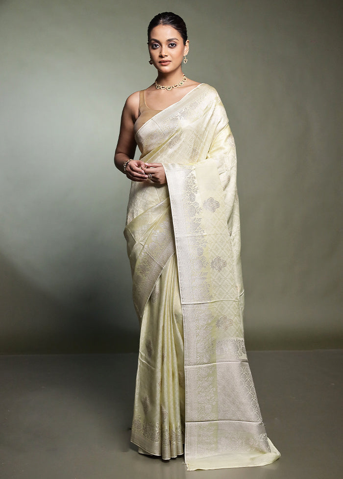 Cream Handloom Dupion Silk Saree With Blouse Piece