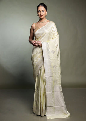 Cream Handloom Dupion Silk Saree With Blouse Piece