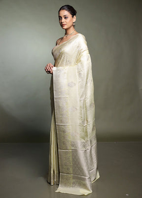 Cream Handloom Dupion Silk Saree With Blouse Piece