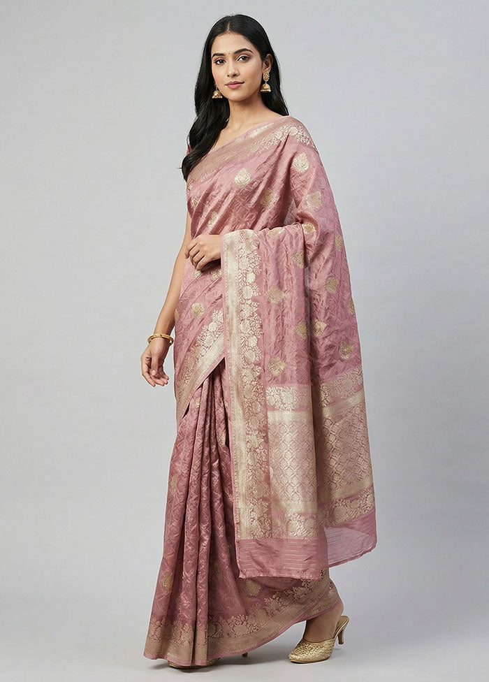 Purple Handloom Dupion Pure Silk Saree With Blouse Piece