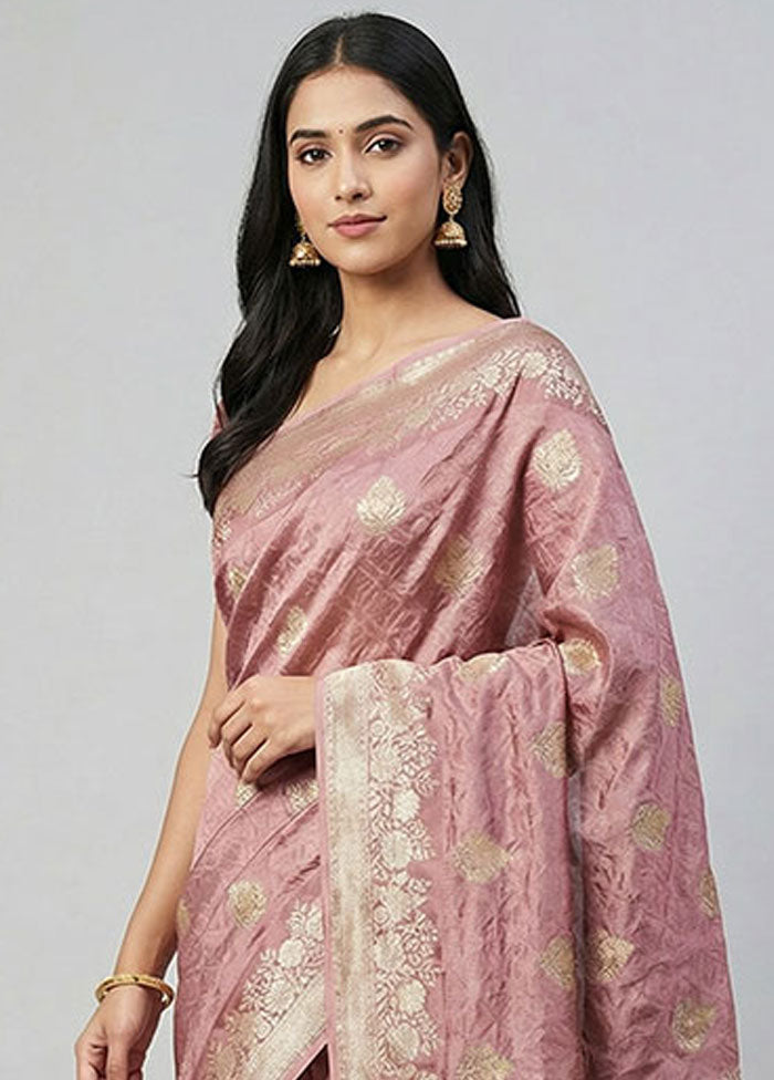 Purple Handloom Dupion Pure Silk Saree With Blouse Piece
