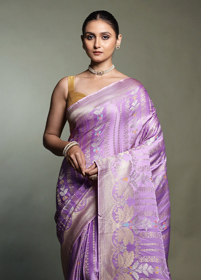 Purple Handloom Dupion Pure Silk Saree With Blouse Piece