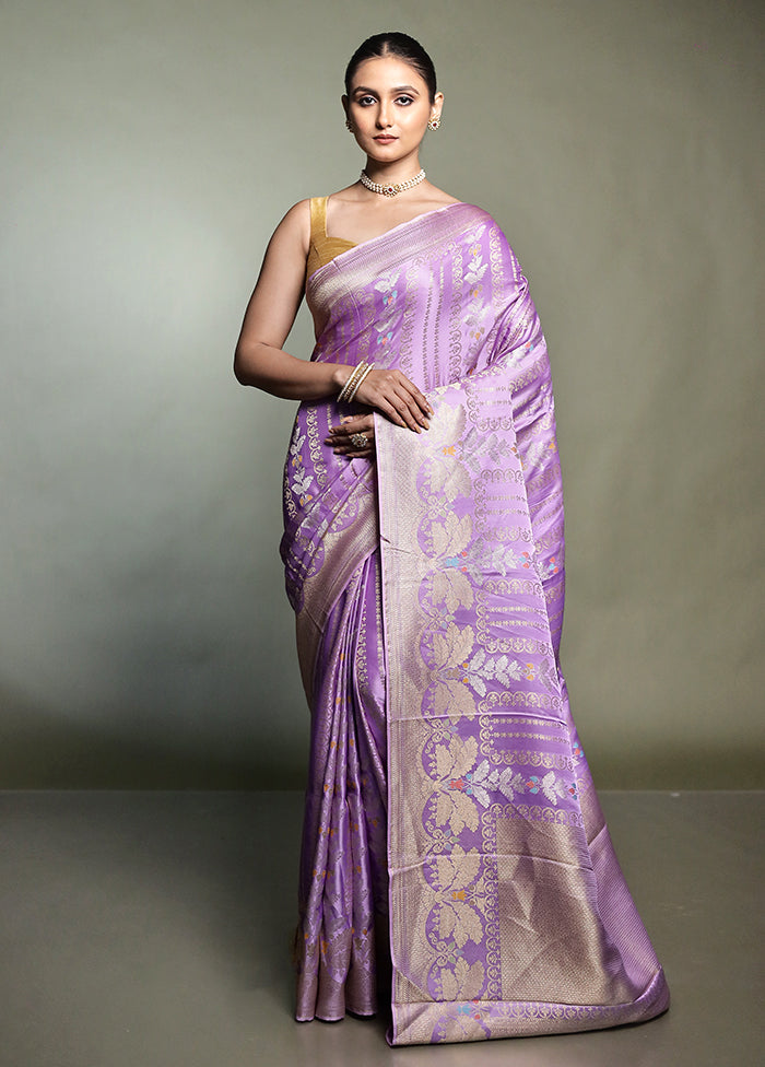 Purple Handloom Dupion Pure Silk Saree With Blouse Piece