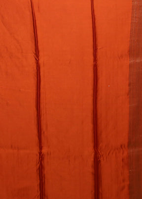 Orange Handloom Dupion Pure Silk Saree With Blouse Piece
