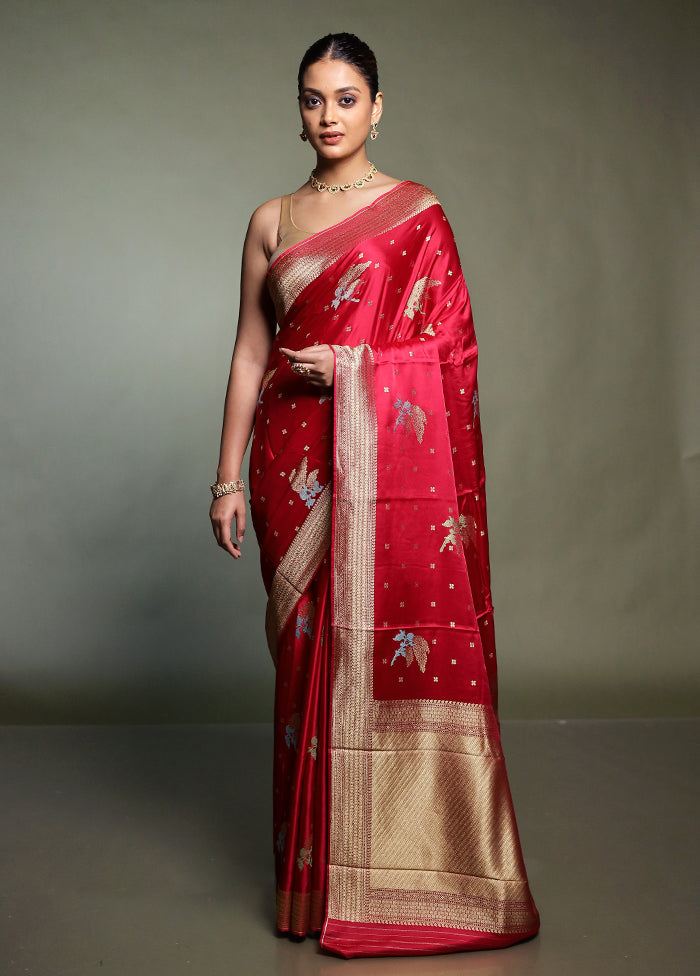 Pink Dupion Silk Saree With Blouse Piece
