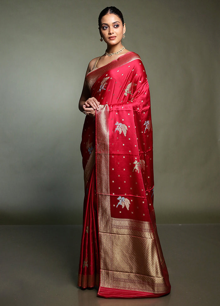Pink Dupion Silk Saree With Blouse Piece