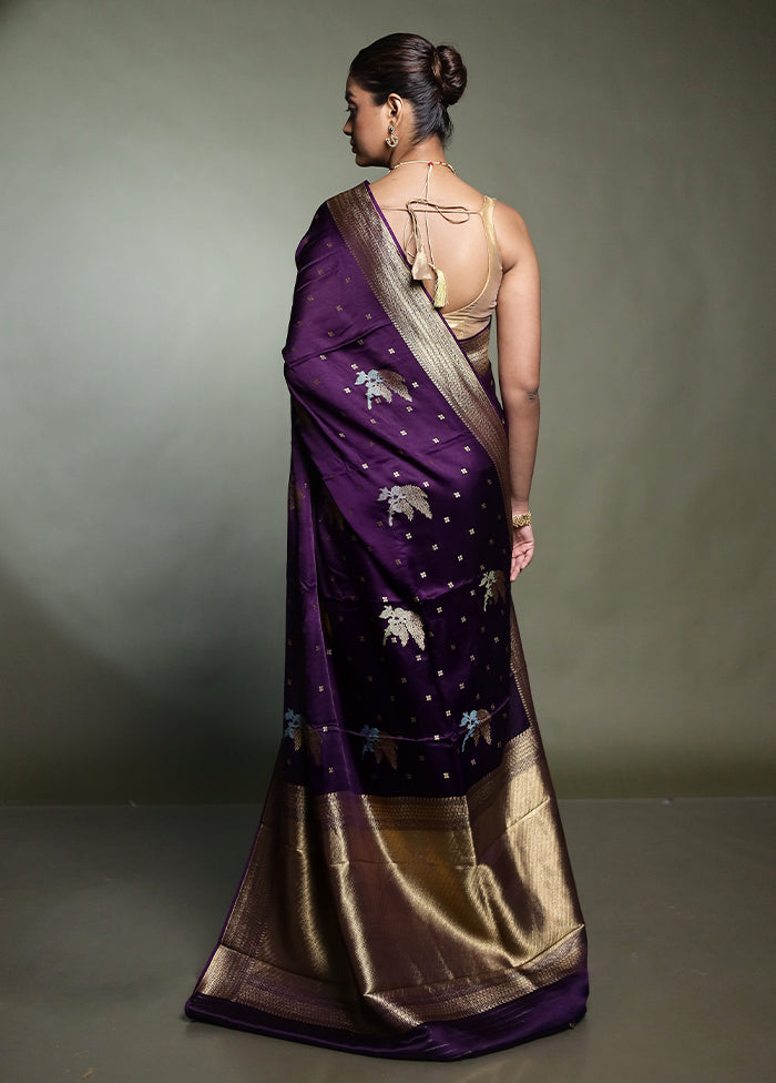 Purple Dupion Silk Saree With Blouse Piece