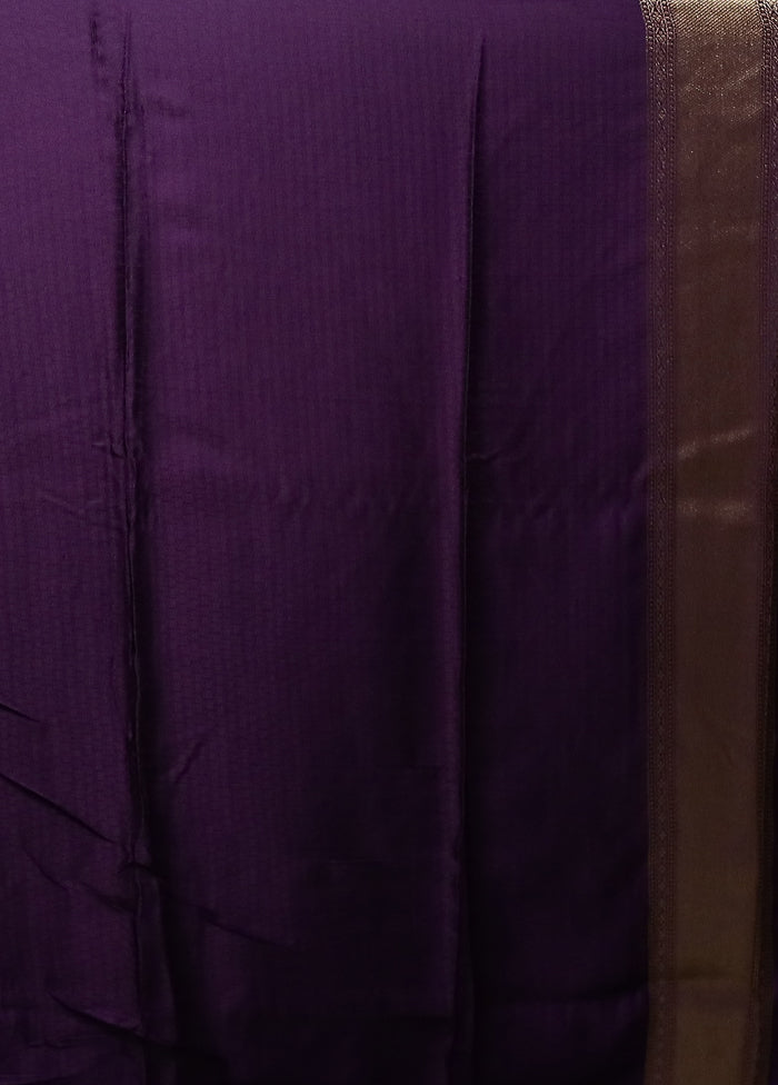 Purple Dupion Silk Saree With Blouse Piece