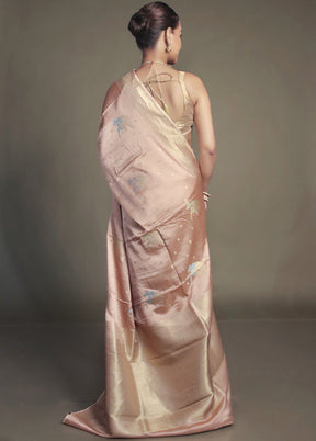 Cream Dupion Silk Saree With Blouse Piece