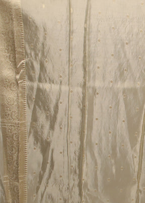 Cream Dupion Silk Saree With Blouse Piece