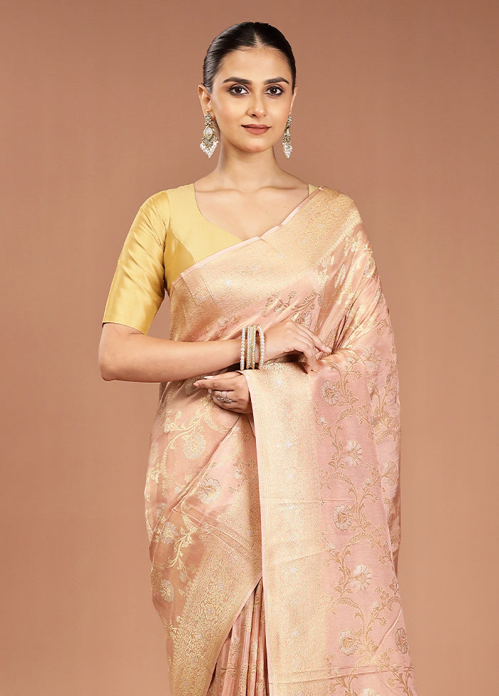 Pink Handloom Dupion Pure Silk Saree With Blouse Piece