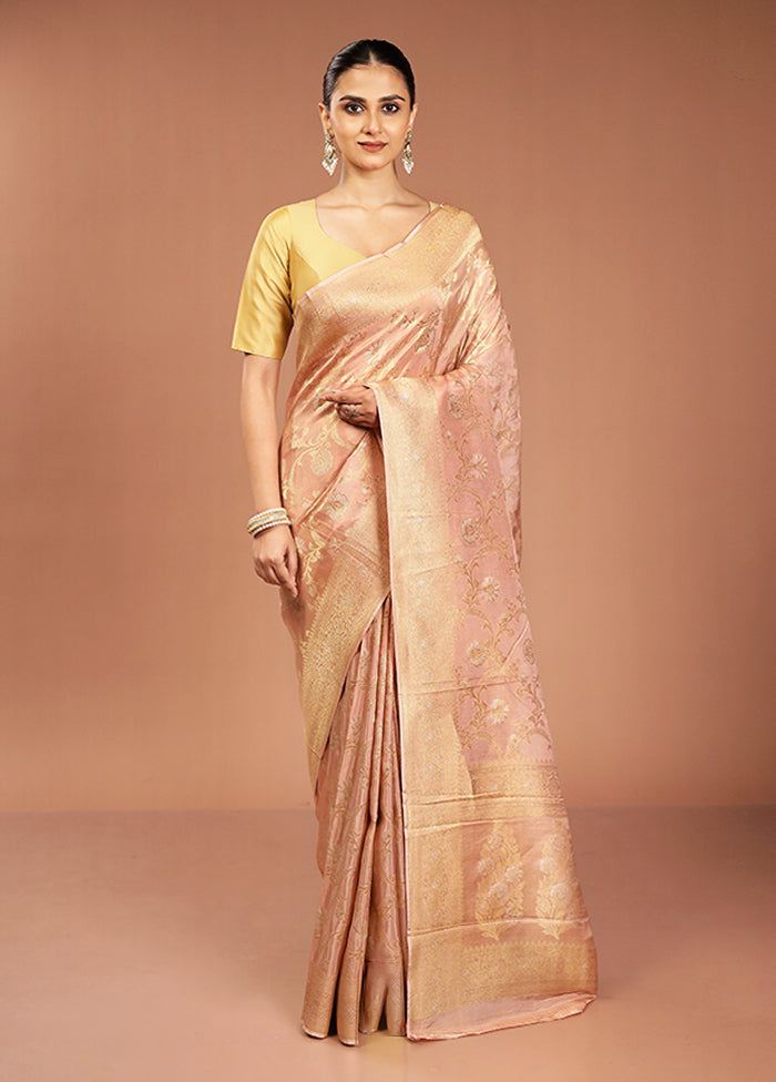 Pink Handloom Dupion Pure Silk Saree With Blouse Piece