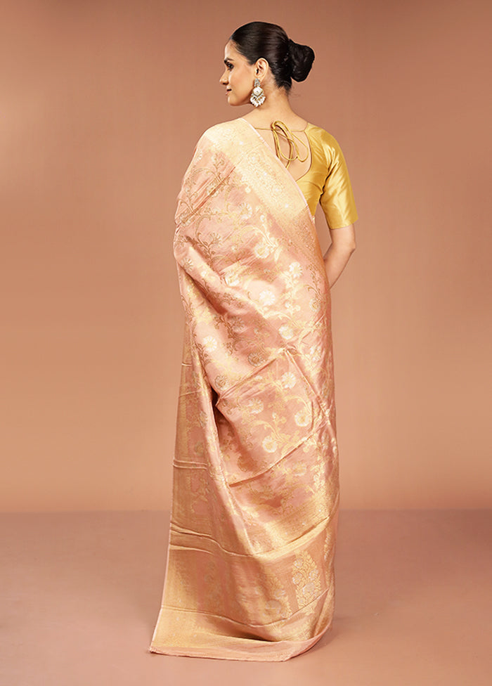 Pink Handloom Dupion Pure Silk Saree With Blouse Piece