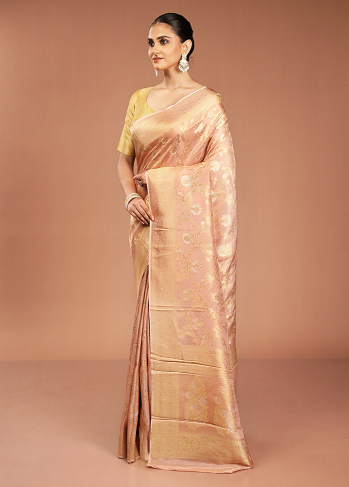 Pink Handloom Dupion Pure Silk Saree With Blouse Piece