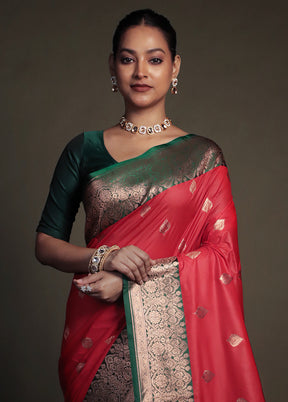 Red Katan Silk Saree With Blouse Piece