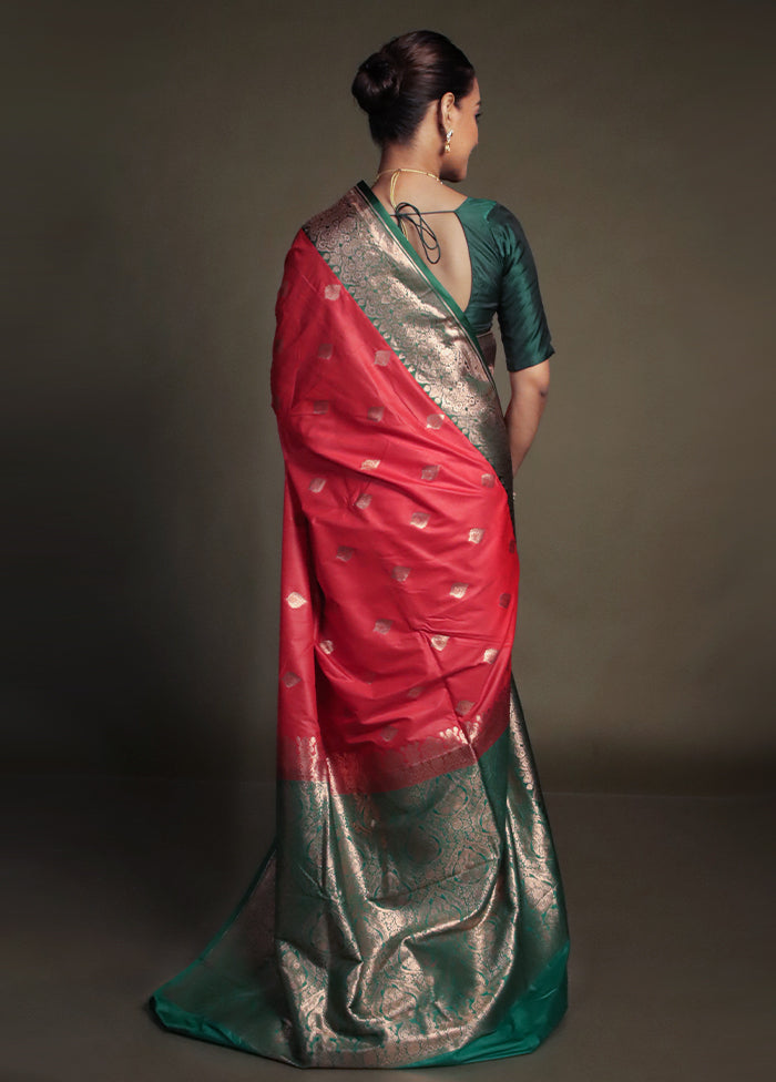 Red Katan Silk Saree With Blouse Piece