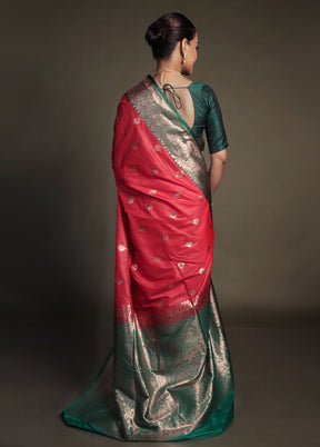 Red Katan Silk Saree With Blouse Piece