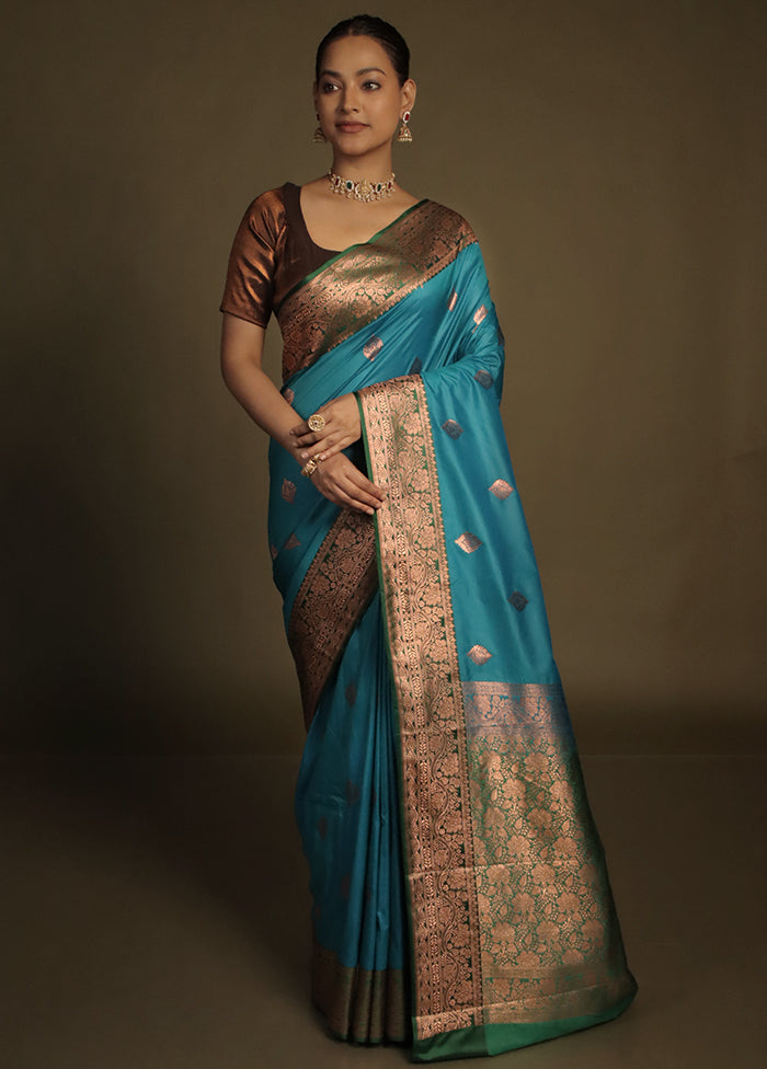 Green Katan Silk Saree With Blouse Piece