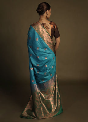 Green Katan Silk Saree With Blouse Piece