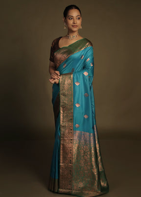 Green Katan Silk Saree With Blouse Piece