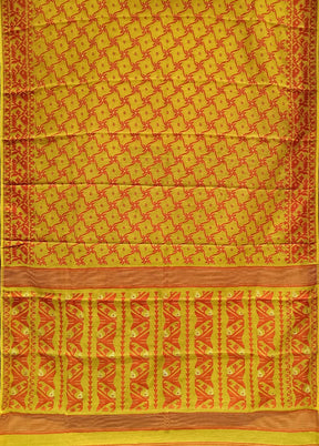 Yellow Jamdani Cotton Saree Without Blouse Piece
