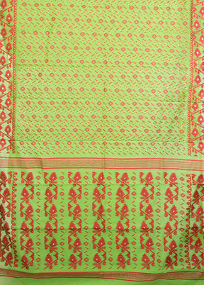 Green Jamdani Cotton Saree Without Blouse Piece