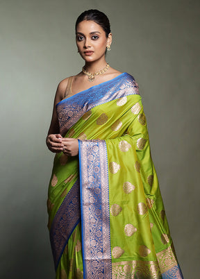 Green Katan Silk Saree With Blouse Piece