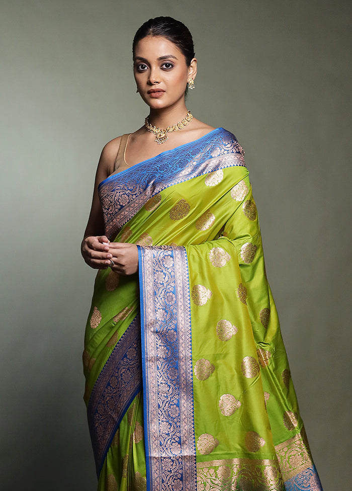 Green Katan Silk Saree With Blouse Piece