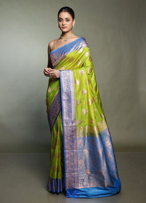 Green Katan Silk Saree With Blouse Piece