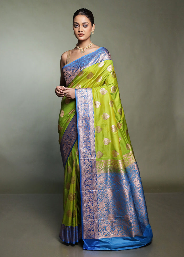 Green Katan Silk Saree With Blouse Piece