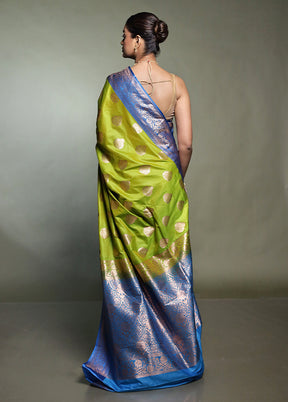 Green Katan Silk Saree With Blouse Piece