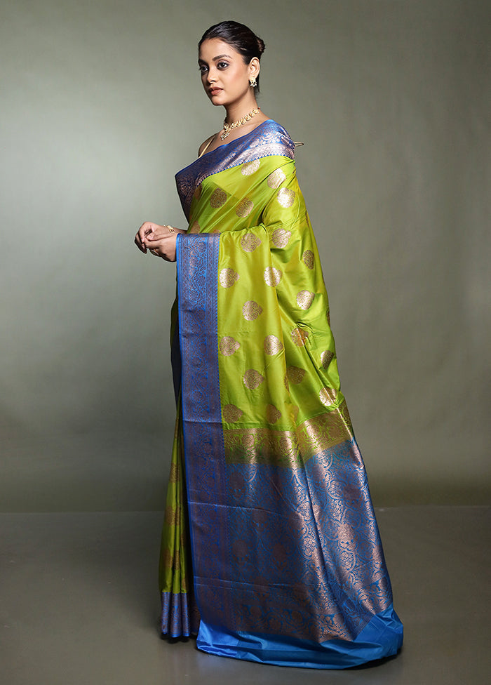 Green Katan Silk Saree With Blouse Piece