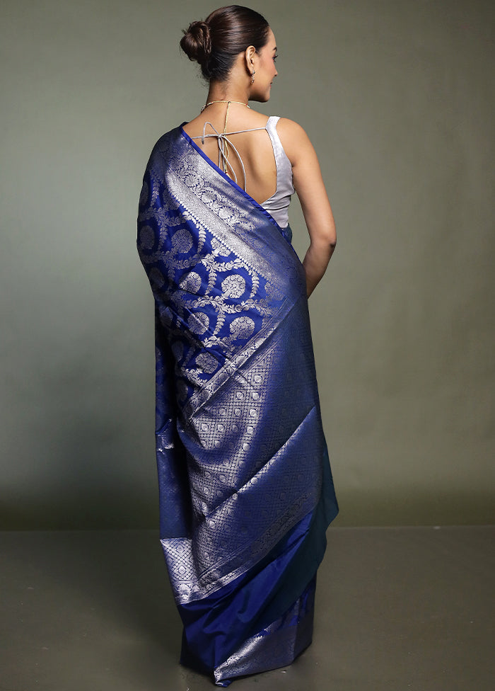 Blue Kora Silk Saree With Blouse Piece