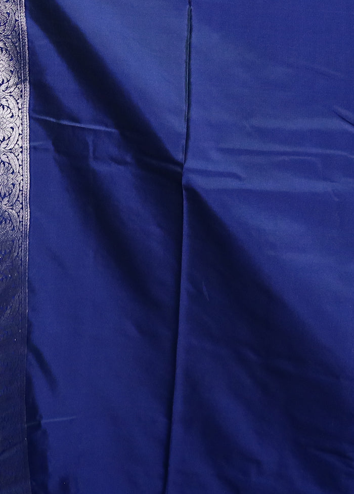 Blue Kora Silk Saree With Blouse Piece