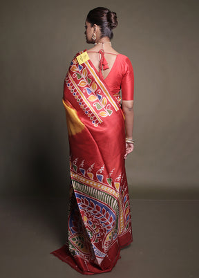Multicolor Printed Pure Silk Saree Without Blouse Piece
