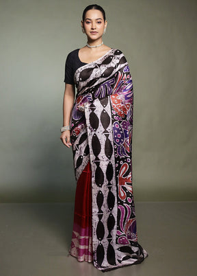 Multicolor Printed Pure Silk Saree Without Blouse Piece