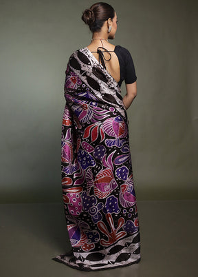 Multicolor Printed Pure Silk Saree Without Blouse Piece