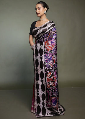 Multicolor Printed Pure Silk Saree Without Blouse Piece